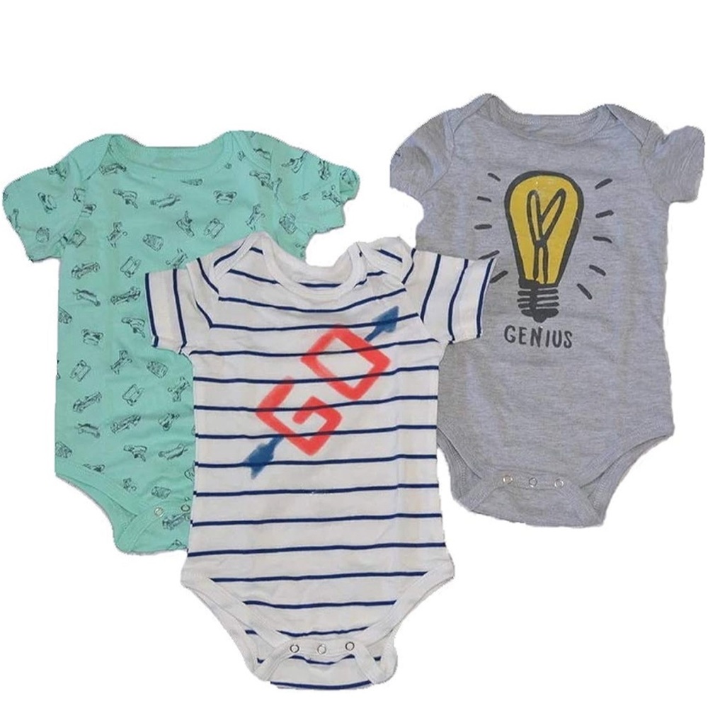 Baby 3-Pack Monopoly One-Piece Bodysuit By Junk Food 0-3 Months Newborn NIP